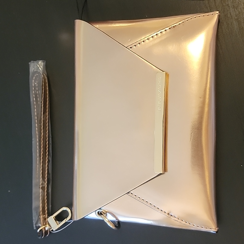 BCBG Mini Harlow Rose Gold Leather Wristlet